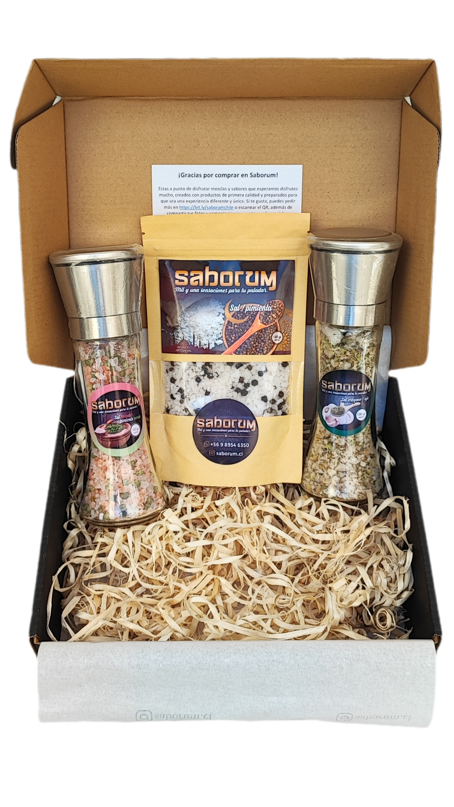 Caja Saborum con 2 molinillos y recarga a elección
