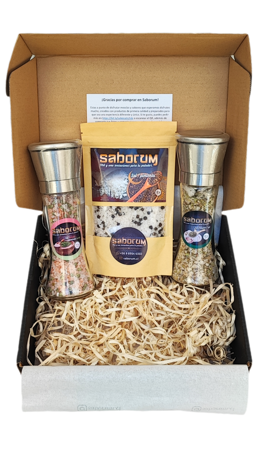 Caja Saborum con 2 molinillos y recarga a elección