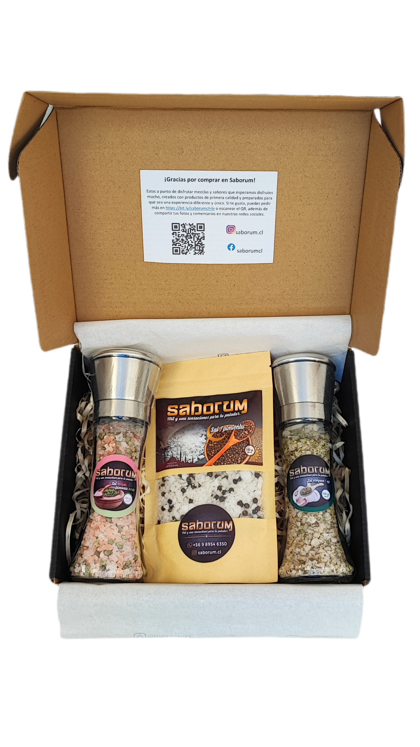 Caja Saborum con 2 molinillos y recarga a elección